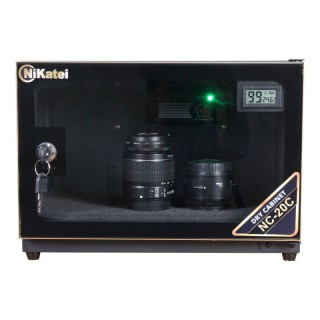 Tủ chống ẩm cao cấp Nikatei NC-20C viền nhôm mạ vàng